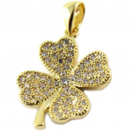 Les Tr&eacute;sors De Lily [P1163] &ndash; valge kullaga &bdquo;Clover&rdquo; kullatud ripats &ndash; 15x12 mm valge