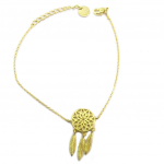 7bis [P5649] - Bracelet artisanal 'Boho' dor&eacute; (dreamcatcher) -25x10 mm kuld