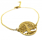 Les Tr&eacute;sors De Lily [P7714] - Bracelet acier 'Arbre de Vie' dor&eacute; - 16 mm kuld