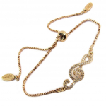 Les Tr&eacute;sors De Lily [P8153] - Bracelet cr&eacute;ateur 'Cl&eacute; de Sol' blanc dor&eacute; ros&eacute; - 23x9 mm valge