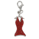 Les Tr&eacute;sors De Lily [Q4891] - Pendentif charm argent 'Robe' noir argent&eacute; (rhodi&eacute;) - 17x10 mm punane
