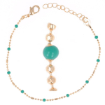Les Tr&eacute;sors De Lily [Q8890] - Bracelet Plaqu&eacute; Or 'Boho' vert dor&eacute; (billes) - 18 cm- 2 mm roheline