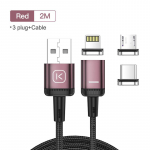 KUULAA magnetiline laadimiskaabel Kiirlaadimine USB-t&uuml;&uuml;pi C-kaabel Magnet mikro-USB-andmelaadimiskaabel telefonikaabel iPhone'i USB-juhtme jaoks 3+plug 2M