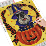 Teemantmaaling Ristpistes Halloweeni t&auml;isruudukujuline teemanttikandid Koer Mosaiik Loomadekoratsioon Kodu seinakunsti jaoks Full Round (20X30CM)