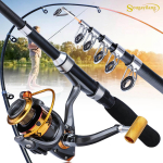 SOUGAYILANG s&uuml;sinikteleskoopne &otilde;ngeritv koos 12BB p&uuml;&uuml;girulliga, s&uuml;siniku teleskoop&otilde;ng koos spinningurulliga &otilde;ngeritvade ja rullide komplektiga 1.6M&1000Series