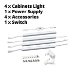 Astmeta h&auml;mardamine puutetundlik LED-valgustiga K&ouml;&ouml;givalgustid 30cm/40cm/50cm LED-ribavalgustid Alumiiniumtoru k&ouml;&ouml;gi jaoks Magamistoa kapivalgustid EU pistik 4PCS 40CM EU Plug soe valge v&auml;rv