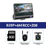 E-ACE auto DVR 3 kaamera objektiiv 4,0 tolline armatuurkaamera kahe objektiivi tugi, tahavaatekaamera videosalvesti Automaatne registreerija DVR-i armatuurkaamera With 8G TF Card must