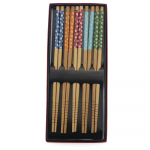 5 paari uusi Hiina kinkekarpe v&auml;rviline korduvkasutatav naturaalsest puidust s&ouml;&ouml;gipulk traditsiooniline s&ouml;&ouml;gipulgakomplekt k&auml;sitsi valmistatud kinkepakk A