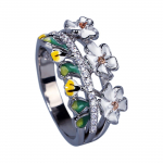 Klassikaline moes&otilde;rmus Peen naiste ehtes&otilde;rmus emailiga p&auml;rg Vintage lilles&otilde;rmus Naiste kihlas&otilde;rmus 6 valge