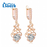 LSOOYH Clip K&otilde;rvar&otilde;ngad Roosa kullav&auml;rvi Moodne k&otilde;rvar&otilde;ngas Naistele Cubic Zirconia Hoop Hoop Long Drop K&otilde;rvar&otilde;ngad Ehted A