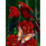 5D teemantmaaling, lilleroosi ja liblikaga teemanttikandid, ristpistes Full Round 20x25CM