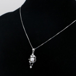 Noble Women 925 Sterling H&otilde;bedast mageveep&auml;rlitega kaelakee naiste juubeliks kingituseks peened ehted 43CM gray