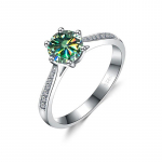 BR Real 925 Sterling Silver 3,0 kate moissanite s&otilde;rmus naistele &Uuml;mmargune briljantne briljantpasjanss, kihlas&otilde;rmused, peened ehted 9 roheline/sinine