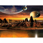 5D DIY &uuml;mmargune teemantmaaling Planeet Teemanttikandid Universumi maastik Ristpistes Mosaiik M&uuml;&uuml;k T&auml;iskasvanute komplektid Kodukaunistus Full Round 20x30CM