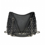 JIEROTYX naastudega &otilde;lakott naistele Nahast punk stiilis Rock Rivet Crossbody Bag K&auml;ekott kett-rahakotiga rahakott t&uuml;drukutele must