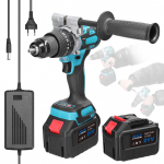 Kodumajapidamises kasutatav 3in1 multifunktsionaalne 13 mm l&ouml;&ouml;kpuur 21 V 120 Nm vasaraga puur mini elektriline kruvikeeraja EU Plug 2pcs batteries