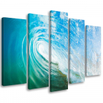 Viieosalise pildiga l&otilde;uendiprint Turquoise Wave 100x70 oranž