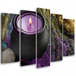 Viieosaline pildil&otilde;uenditr&uuml;kk Purple Spa Zen Candle 100x70 lilla
