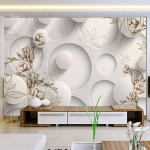 Fototapeet Kaasaegne mood 3D seinamaaling valge ts&uuml;kkel Lilled elutoa diivan Kodukaunistus Taust seinapaberid 200 cm(W) x 140 cm(H)