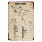 P&uuml;stol Vintage metallist plekk-silt P&uuml;stoli struktuur Retro tahvelp&uuml;stoli osad Seinapildid Kodu Garaažiklubile Meeste koopakaunistus kingitus