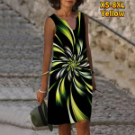 Naiste V-kaelusega suvine v&auml;rviline ilutulestik Bloom Print Kleit vabaaja varrukateta mood vabaaja vabad seksikad kleidid, suur suurus XS-8XL XS sinine