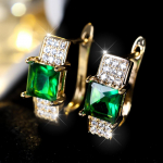 1 paar ruudukujulised l&otilde;ikega rohelised tsirkoonist rippuvad k&otilde;rvar&otilde;ngad naistele Luksuslikud kullav&auml;rvi sinised kristallk&otilde;rvar&otilde;ngad ehted kingitused kuld/roheline