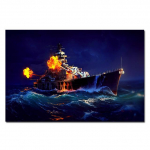 World of Warships Bismarck Battleship Painting Canvas Plakatid HD Prinditud Seina Kunstipildid Kaasaegne elutuba Kodukaunistus 50X70cm Unframed