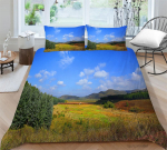 3D Forest Pattern Deluxe kodu voodipesukomplekt t&auml;issuuruses tekikott ja padjap&uuml;&uuml;r, maastikuprint pestav ja mugav magamistoa voodipesu UK Single 135x200cm