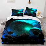 3D kodu voodipesu Astronaut Queen King T&auml;issuuruses kahe &uuml;heinimesevoodiga Space Planet Prinditud t&auml;iskasvanutele m&otilde;eldud lasteteki ja padjap&uuml;&uuml;riga voodipesu UK Single 135x200cm