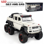 1/22 Scale Benz G63 AMG 6x6 V12 Off-Road must pikapi mudelauto, tsingisulamist tagasit&otilde;mmatav heli ja valgusega m&auml;nguauto lastele poisile t&uuml;drukule kingitus 1/22-23.5x11x10cm