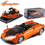 1:24 skaalat Pagani Huayra Roadsteri automudeli m&auml;nguasjad poiste m&auml;nguasjadele vanuses 3&ndash;12, tagasit&otilde;mmatavad kergete uste ja avatava kapotiga s&otilde;idukid 1/24- 19x8x5cm kollane