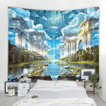 3D fantaasia iidse lossi taustakaunistus gobel&auml;&auml;n Kardina seinariie Lastetoa &otilde;ppet&ouml;&ouml; taustakaunistus gobel&auml;&auml;n 95x73cm