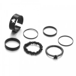 Black Cold Elegant Temperament Star Ring Charm Party Street Hip Hop S&otilde;rmuste komplekt must