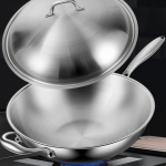 Kogu keha kolmekihilisest roostevabast terasest vokipann teraskaanega, ahjukindel induktsioonpann, sobib k&otilde;ikidele pliitidele 32CM