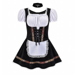 Naiste Oktoberfesti kost&uuml;&uuml;m, Saksa Baieri Dirndli &otilde;lleteenija uhke kleit S-4XL M must