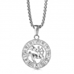H&otilde;bedane 12 T&auml;htkuju Ripats Kaelakee Naistele Meestele Roostevabast terasest T&auml;htkuju ehted Kingitused 22inch (55cm) Chain