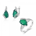 925 h&otilde;bedane looduslik roheline ahhaat S&otilde;rmus K&otilde;rvar&otilde;ngad ehtsast v&auml;&auml;riskivist ehtekomplekt naiste juubeli igap&auml;evane kandmine Moedisain us ring size 7# roheline