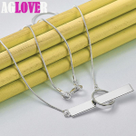 925 Sterling Silver Circle Ristk&uuml;liku Ripats Kaelakee Ehted 45cm