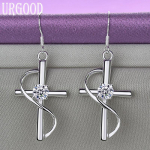 925 Sterling Silver AAA tsirkoonist ristk&otilde;rvar&otilde;ngad peokingitus kaunid ehted 2.00*3.20cm