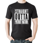 Valge kujundusprinter Straight Outta Patriot NationNfl Football Unisex T-s&auml;rk S