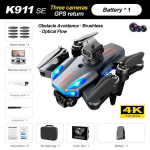 K911 SE GPS 4K Droon Professionaalne takistuste v&auml;ltimine 8K DualHD kaamera 5G Harjadeta mootor Kokkupandav Quadcopter Kingitused M&auml;nguasjad 1 X Battery