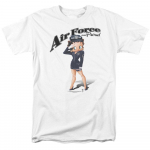 Betty Boop Air Force Boop Cartoon Merch Military valge unisex T-s&auml;rk S