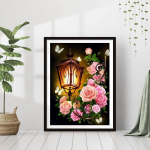 DIY Teemantmaal Lante Roses Ristpistekomplekt Mosaiikkunst Teemantmaal T&auml;isringi/ruudukujuliste teemantidega kodukaunistus Round 30x40cm