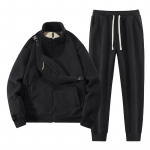 S&uuml;gis ja talv New Trend Sports Leisure Plus samet&uuml;likond lahtine meeste Oli Cashmere kardigan &otilde;lakott Kaheosaline komplekt 2XL must