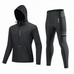 WOSAWE rattakomplektid kapuutsiga tuulekindlad kerged jalgratta tuulejakid jalgratta pikad p&uuml;ksid 5D geelpadjad L must