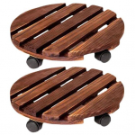 2 tk &uuml;mmargune puidust ratastega taimealus, tugev kandev&otilde;ime, ei vaja kokkupanekut 360 kraadi p&ouml;&ouml;ratavad lillepoti vitriinid 30*30cm