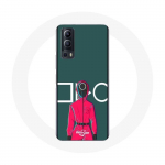 Vivo Y72 Case Squid M&auml;ng Punane s&otilde;dur ringikujulise maskiga rohelise taustaga