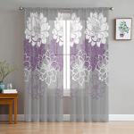 V&auml;rvilised lillelised vektorl&auml;bipaistvad kardinad elutuppa t&uuml;llkardinad k&ouml;&ouml;giakna jaoks Voile kardinad 135W x 114H(cm)