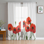 Lilled Erksad v&auml;rvid K&auml;sitsi maalitud l&auml;bipaistvad kardinad elutuppa Moodne Voile kardin Magamistoa T&uuml;llkardinad Aknakatted W135 x H274cm x2