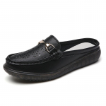 Naiste Pehmed Muulad Loafers Sussid vabaaja elegantsed suvised hingavast nahast mustad mokasiinkingad 35 must